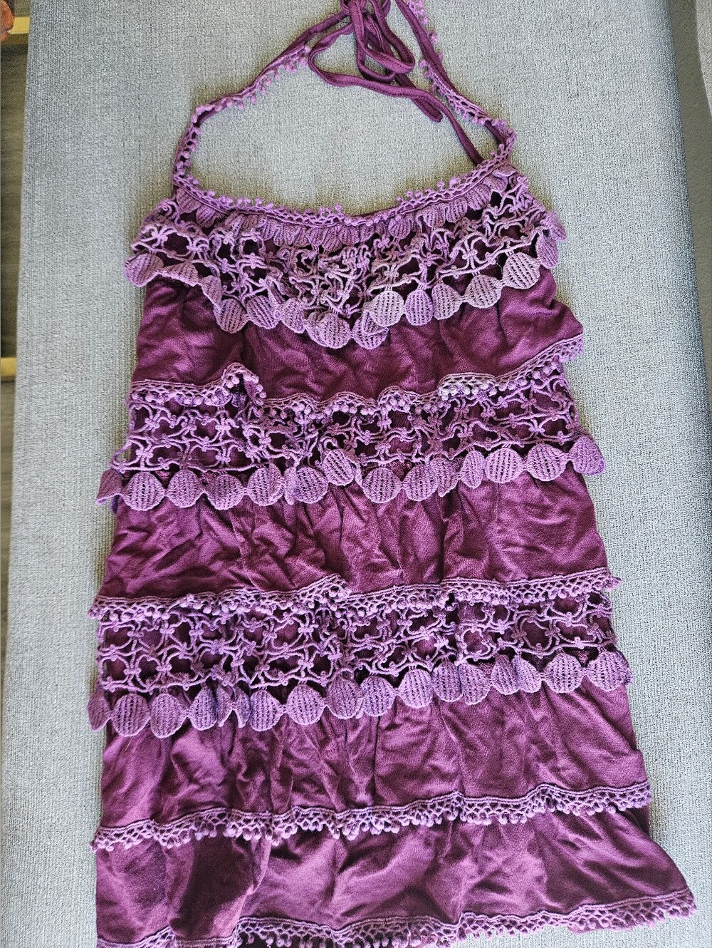 Purple Crochet Tiered Halter Top